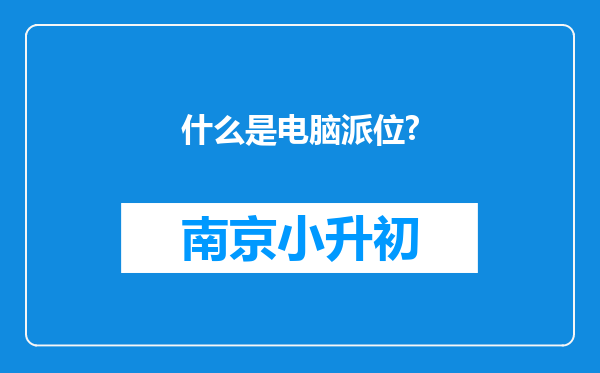 什么是电脑派位?