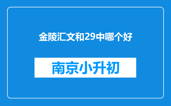 金陵汇文和29中哪个好