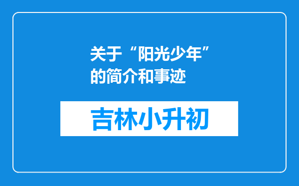 关于“阳光少年”的简介和事迹