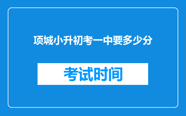 项城小升初考一中要多少分