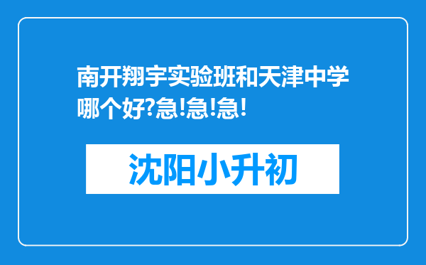 南开翔宇实验班和天津中学哪个好?急!急!急!