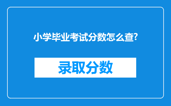 小学毕业考试分数怎么查?