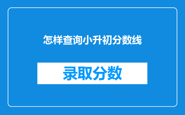 怎样查询小升初分数线