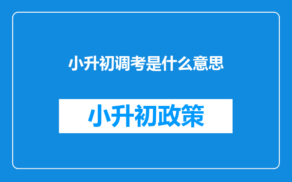 小升初调考是什么意思