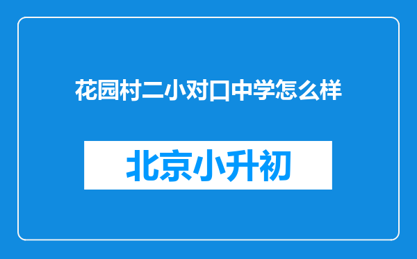 花园村二小对口中学怎么样