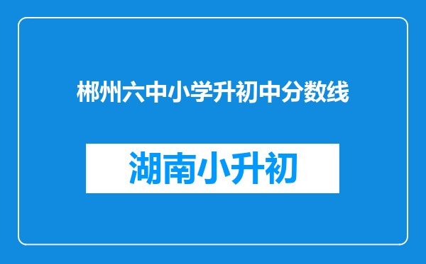 郴州六中小学升初中分数线