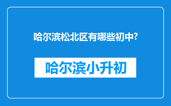 哈尔滨松北区有哪些初中?