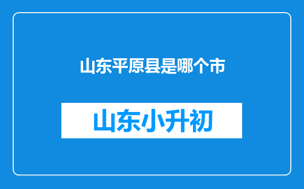 山东平原县是哪个市