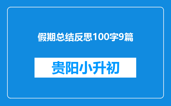 假期总结反思100字9篇