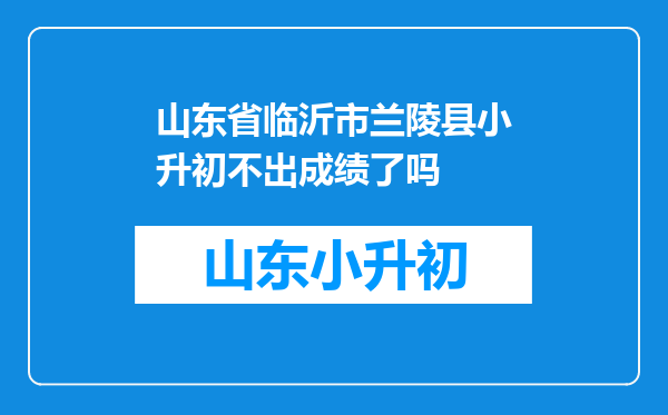 山东省临沂市兰陵县小升初不出成绩了吗