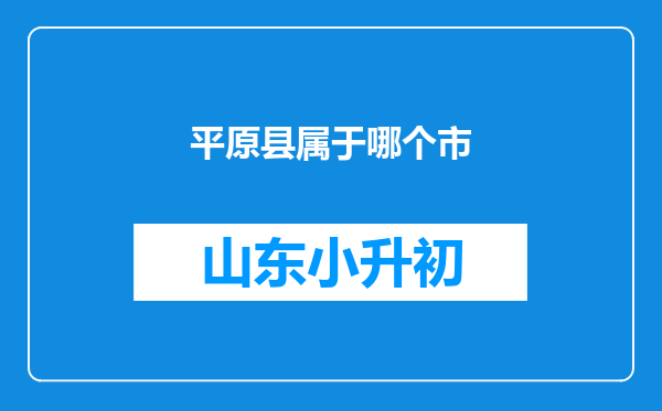 平原县属于哪个市