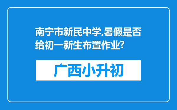 南宁市新民中学,暑假是否给初一新生布置作业?