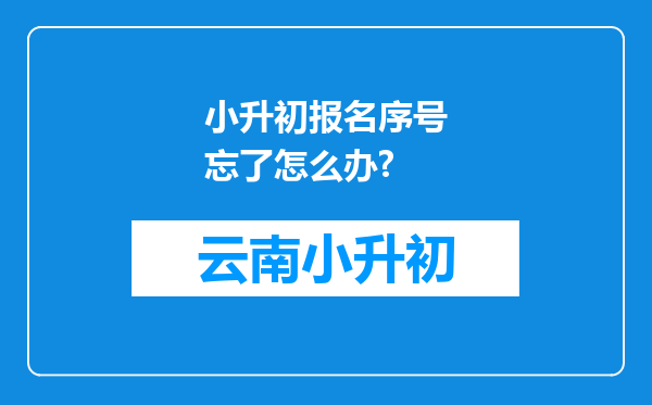 小升初报名序号忘了怎么办?