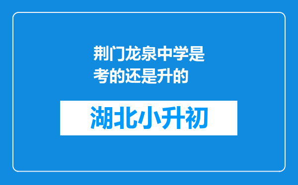 荆门龙泉中学是考的还是升的