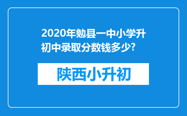 2020年勉县一中小学升初中录取分数钱多少?