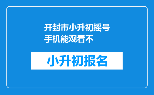 开封市小升初摇号手机能观看不