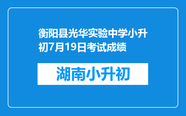 衡阳县光华实验中学小升初7月19日考试成绩