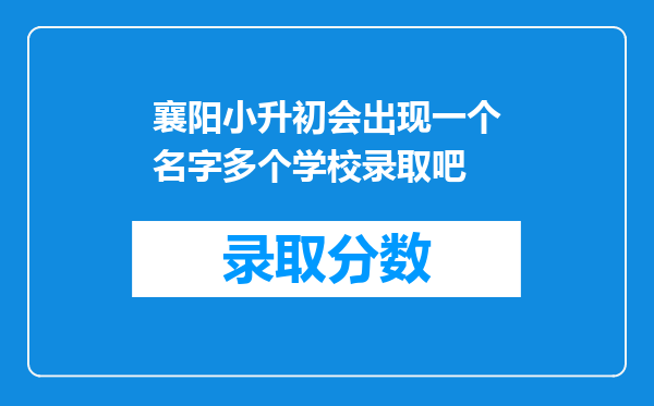 襄阳小升初会出现一个名字多个学校录取吧