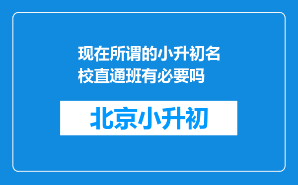 现在所谓的小升初名校直通班有必要吗