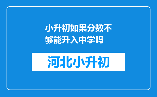 小升初如果分数不够能升入中学吗