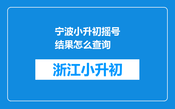 宁波小升初摇号结果怎么查询