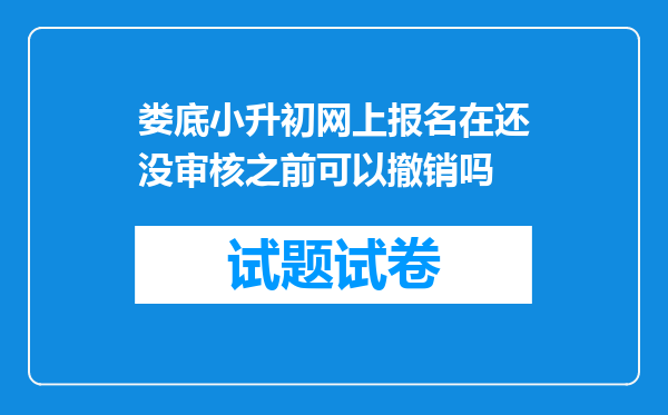 娄底小升初网上报名在还没审核之前可以撤销吗