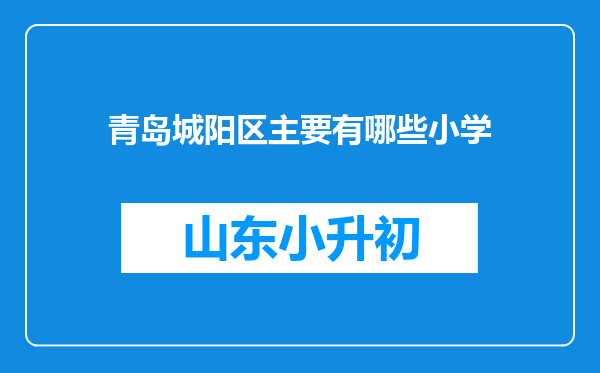 青岛城阳区主要有哪些小学