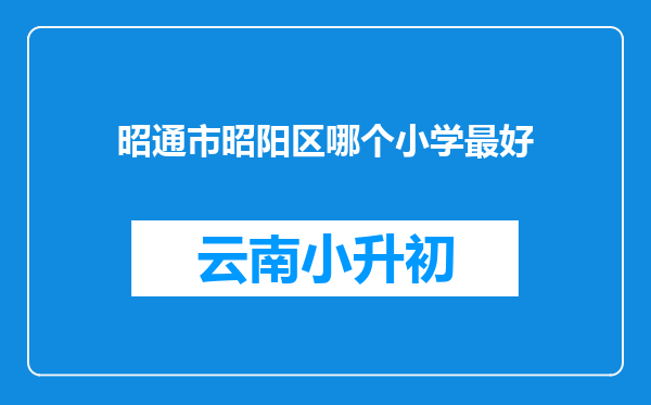 昭通市昭阳区哪个小学最好