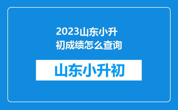 2023山东小升初成绩怎么查询