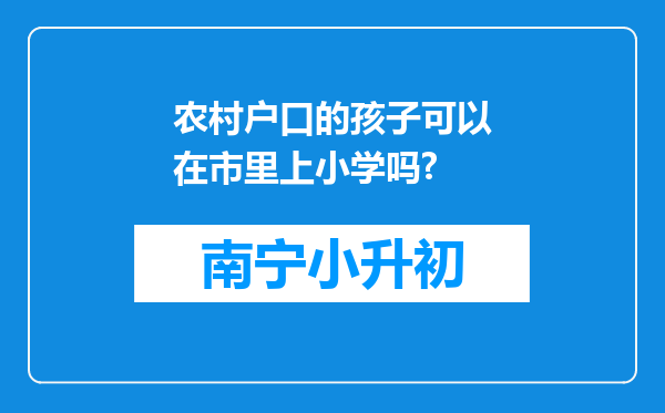 农村户口的孩子可以在市里上小学吗?