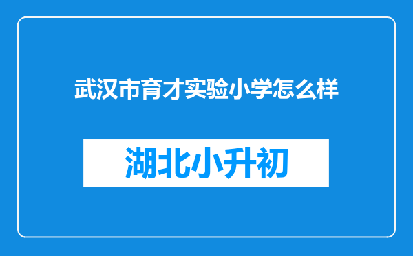 武汉市育才实验小学怎么样