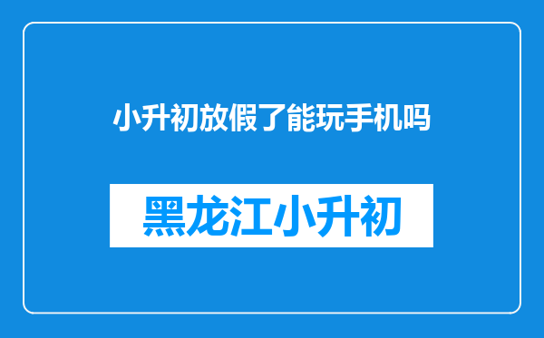 小升初放假了能玩手机吗