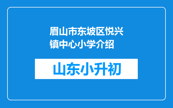 眉山市东坡区悦兴镇中心小学介绍