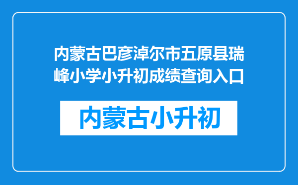 内蒙古巴彦淖尔市五原县瑞峰小学小升初成绩查询入口