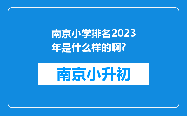 南京小学排名2023年是什么样的啊?