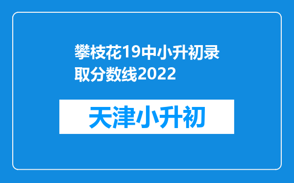 攀枝花19中小升初录取分数线2022