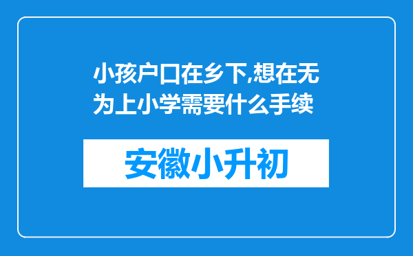 小孩户口在乡下,想在无为上小学需要什么手续