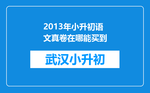 2013年小升初语文真卷在哪能买到