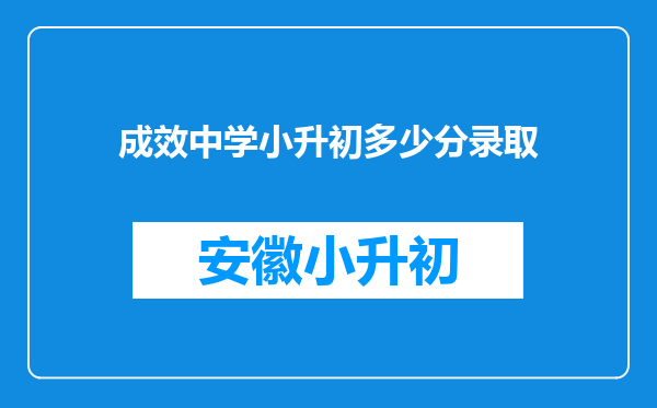 成效中学小升初多少分录取