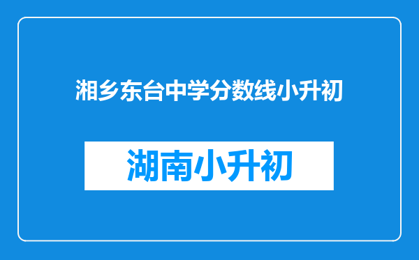 湘乡东台中学分数线小升初