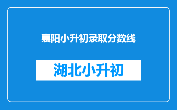 襄阳小升初录取分数线