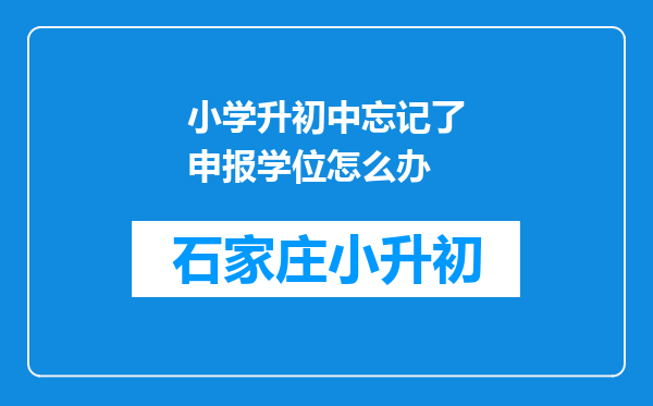 小学升初中忘记了申报学位怎么办