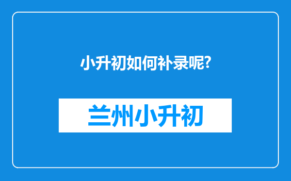 小升初如何补录呢?