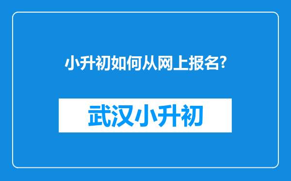 小升初如何从网上报名?