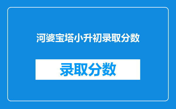 河婆宝塔小升初录取分数