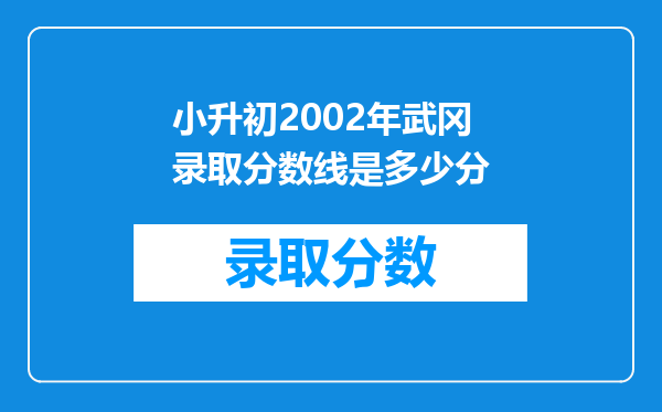 小升初2002年武冈录取分数线是多少分