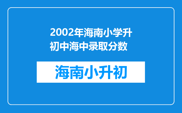 2002年海南小学升初中海中录取分数