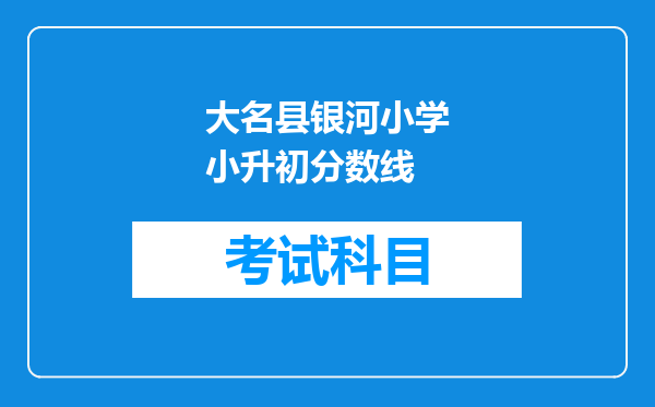 大名县银河小学小升初分数线