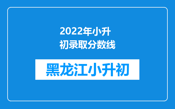 2022年小升初录取分数线