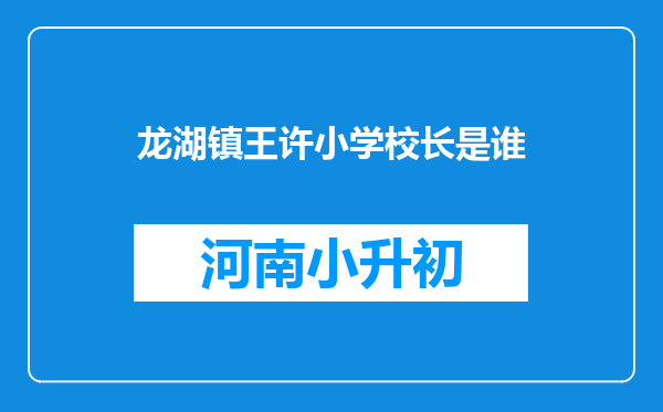 龙湖镇王许小学校长是谁